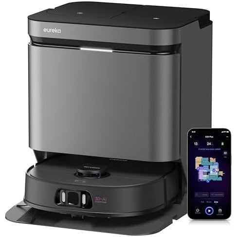 118006 - EUREKA - Fshesë me korrent J15 Pro Ultra Robot, Thithje 16200Pa, Fshirje me ujë të nxehtë 75℃, Hartëzim AI, Stacion vetëpastrimi, Ngjyra e zeze.