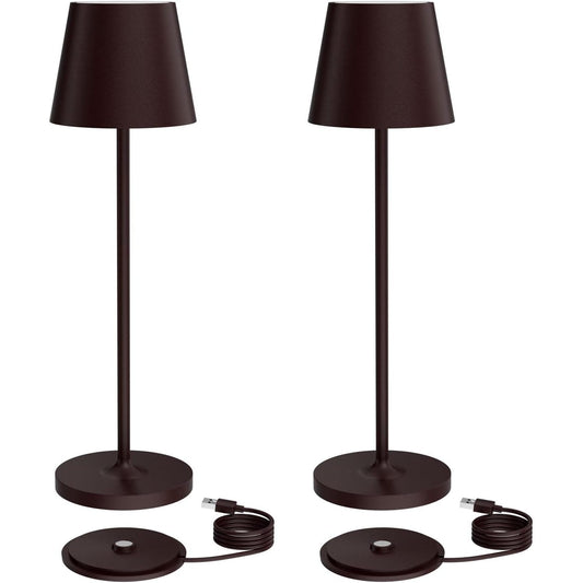 235049 - K-BRIGHT Llambë tavoline LED e rikarikueshme me errësim, e përshtatshme për përdorim të brendshëm dhe të jashtëm, dritë e bardhë e ngrohtë 3000K, pakon me 2 copë