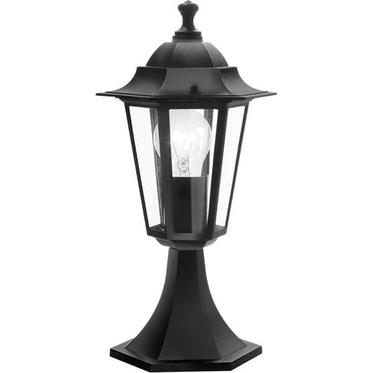 236391 - EGLLO LATERNA 4 Llambë e jashtme, dritë kopshti e jashtme, dritë shtylle prej alumini të derdhur dhe qelqi, e zezë, prizë E27, IP44