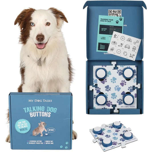 170933 - MYDOGTALKS Seti i Butonave për Komunikim midis Qenve dhe Maceve, 4 Butona me Dyshek Përcjellës
