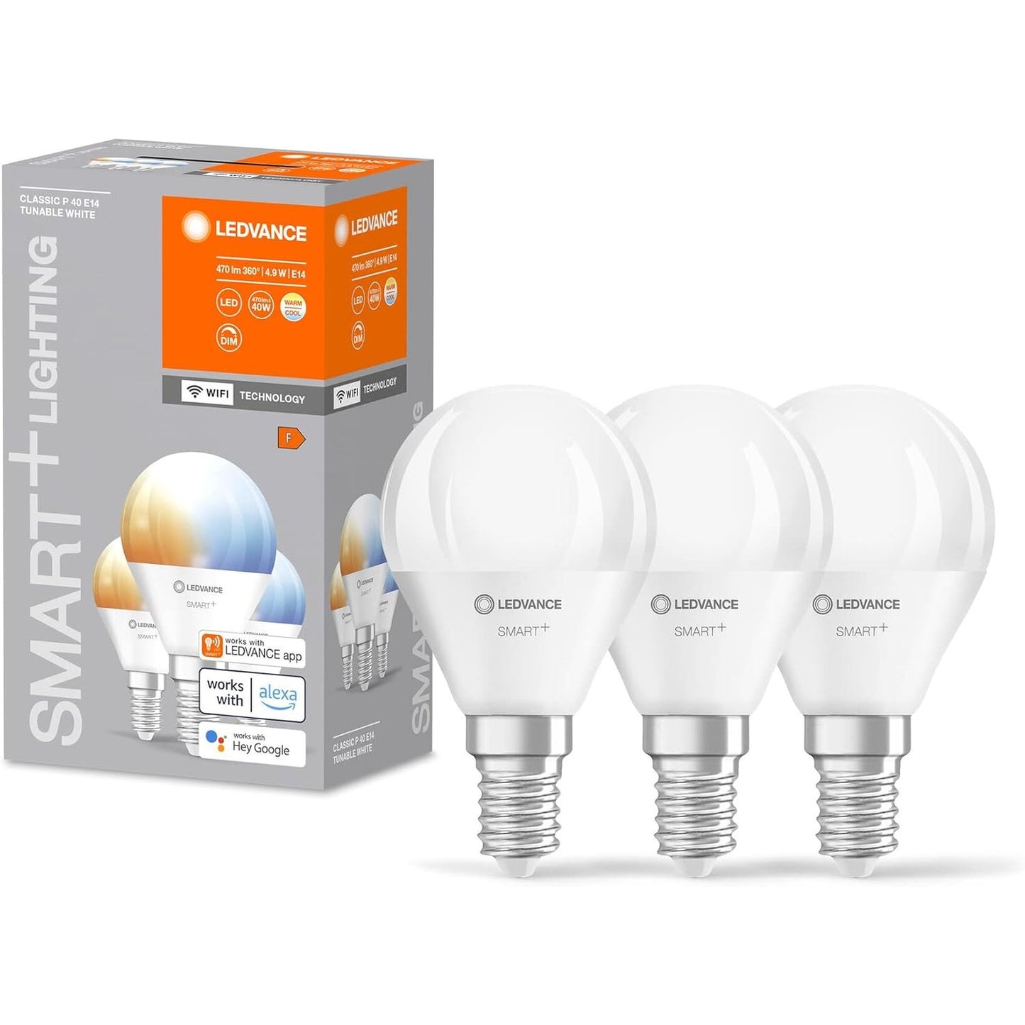 236185 - LLAMPA LED Smart LED LEDVANCE, Bazë E14, E Errësueshme, Ngjyrë e Rregullueshme (2700-6500K), zëvendëson 40W, Pako me 3