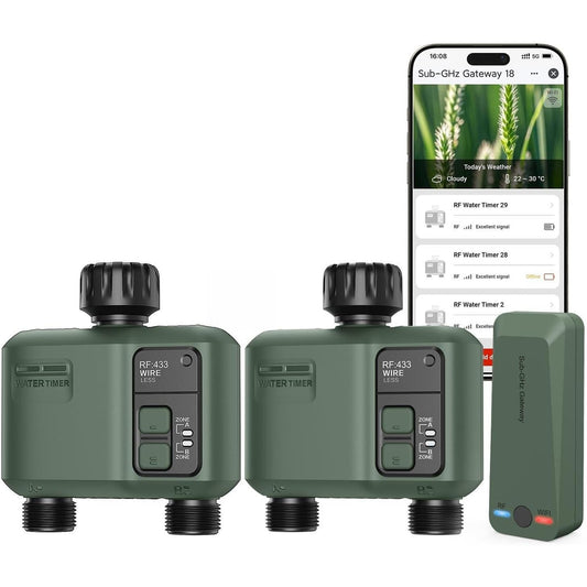 234968 - SHRIVEE Kompjuter Ujitjeje Inteligjent 2PCS WiFi me 2 Dalje Zonale dhe 5 Programe për Sistem Ujitjeje 4 Zonale, Pesha 1.5kg, Ideal për Serë dhe Kopsht