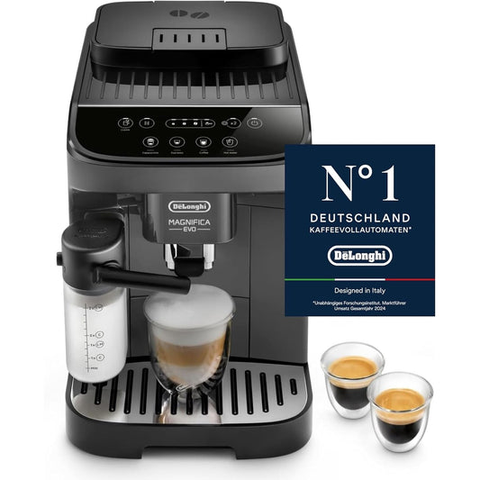 166701 - DE'LONGHI - Makinë Kafeje Automatike Magnifica Evo ECAM292.52.GB me LatteCrema, Shkumëzues Automatik Qumështi, 4 Pije të Paraprogramuara, Kontrolla me Prekje të Butë, Gri e Errët