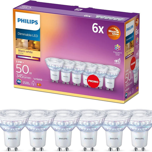 236649 - PHILIPS Llambat LED Classic GU10 6 llamba 50W ndriçim të ngrohtë, reflektorë LED, energji kursimi