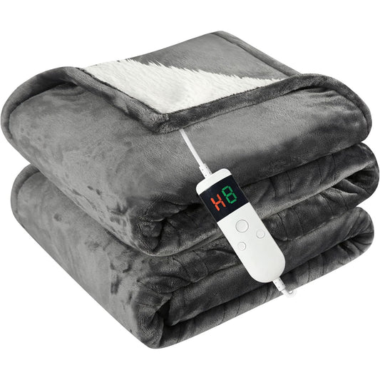 171022 - QIERYUN Batanije me Ngrohje, 130x180cm, 10 Nivele Nxehtësie, Kohëmatës 8-Oresh Automatik, Mbrojtje nga Nxehtësia e Tepruar, Material Flanel, e Përshtatshme për Lavatriçe - Për Shtëpi dhe Zyrë