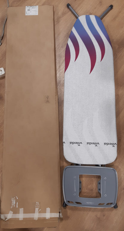 170128 - VILEDA Total Reflect M, Dërrasë Hekurosjeje 120x38 cm me Teknologji Reflektimi të Nxehtësisë dhe Avullit, Lartësi e Rregullueshme 76-96 cm